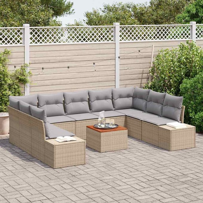 vidaXL - Tuinbank - Set - 10 - st - beige - en - lichtgrijs