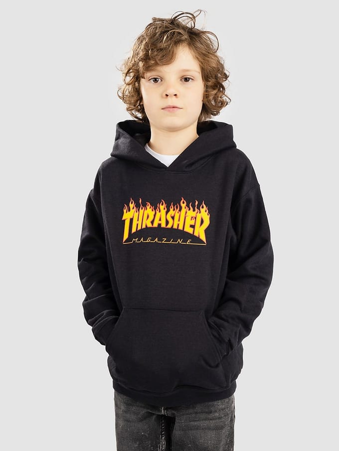 Thrasher Flame Kids Kids Hoodie zwart