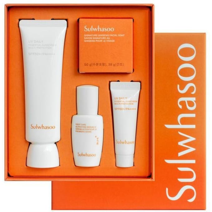 Sulwhasoo UV Wise Verhelderende Multi Protector Nee. 2 Melkachtige Tone-Up SPF50+ PA++++ Speciale Set met 4 items orange