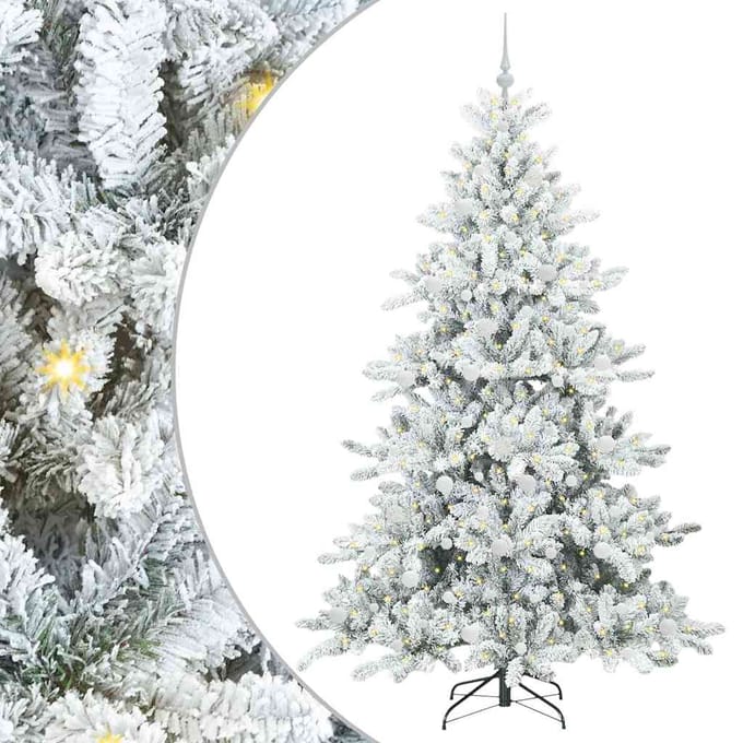vidaXL - Kunstmatige - Hinged - Kerstboom - Wit - 210 - cm - PVC - en - Staal