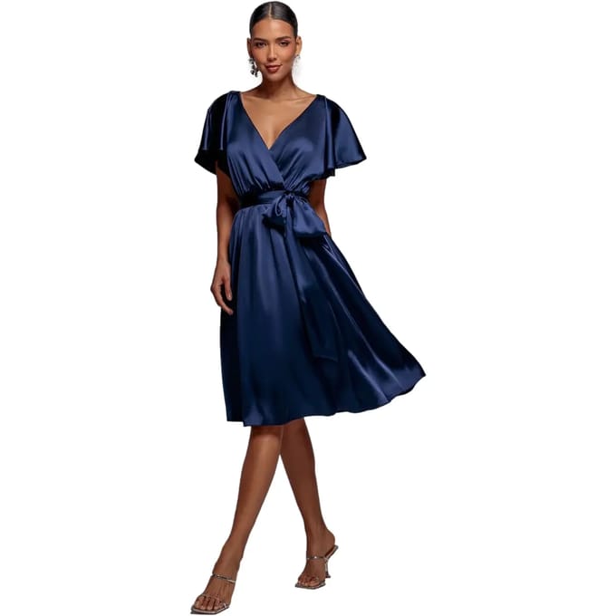 Satin Wrap Dress Dames Goddiva Midi