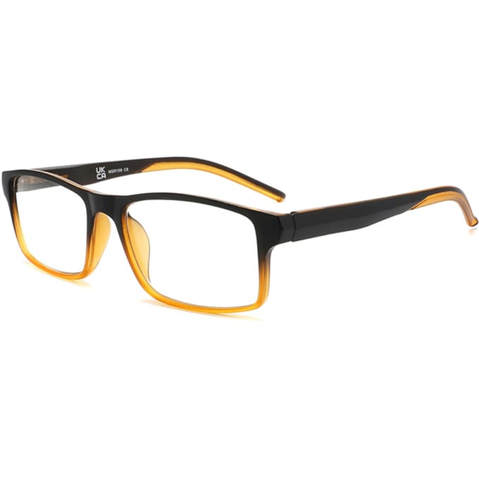 MODFANS Stijlvolle Gradient Rechthoekige Heren Blauwe Blackout Leesbril UV Bescherming Comfort Veer Scharnier Bril 1.5 black
