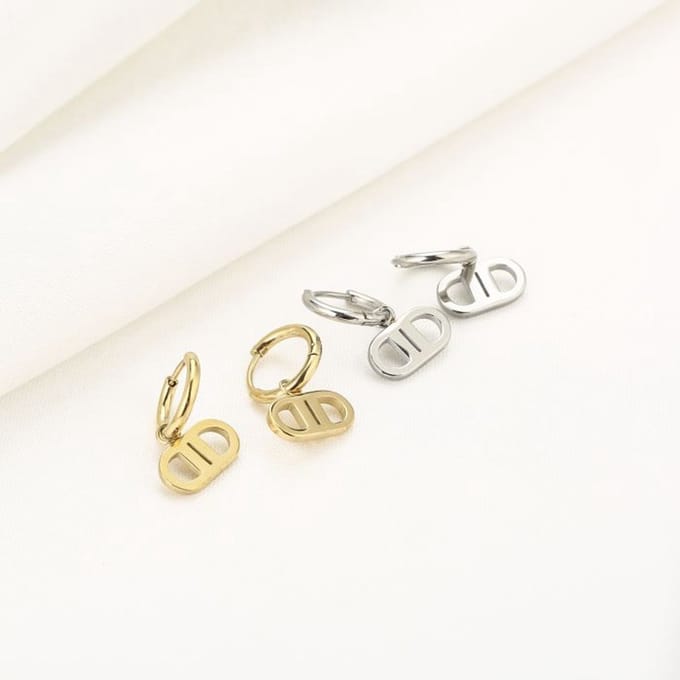 Go Dutch Label Oorring ovaal hoop bewerkt Zilver E1745-1