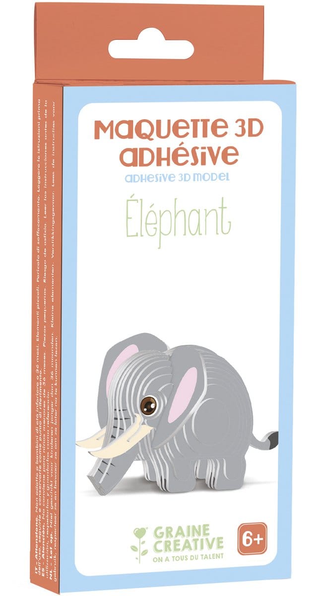 Graine Creative 3D houten olifant model - educatief speelgoed karton.