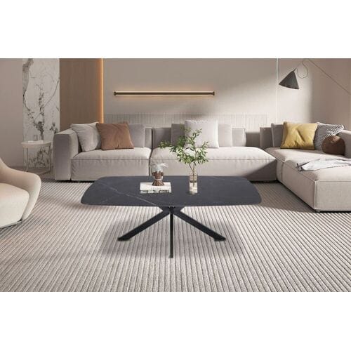 Salontafel 'Apollo' 130 cm Deens Ovaal Steen Zwart mat