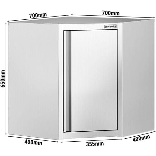 GGM Gastro RVS hoekwandkast - 700x700x660mm - met draaideur zilver