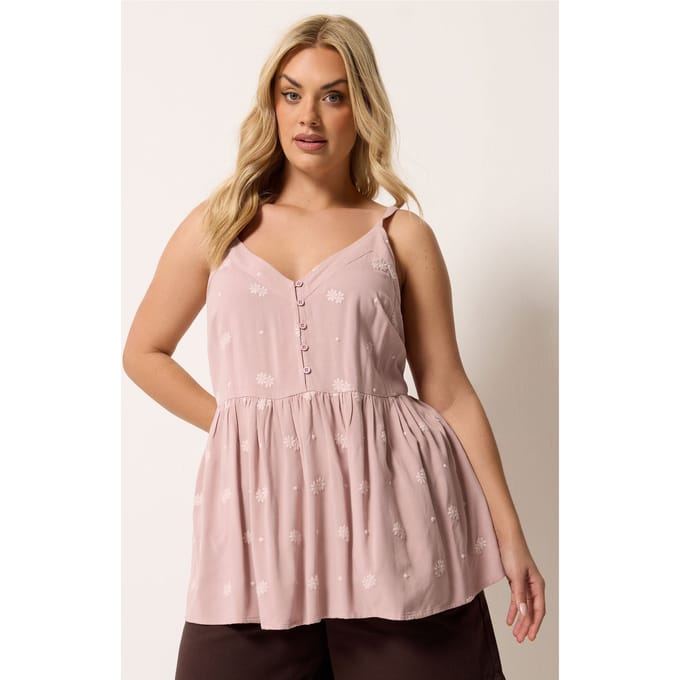 Yours Roze Cami Vest Met Geborduurde Knopen Size 44