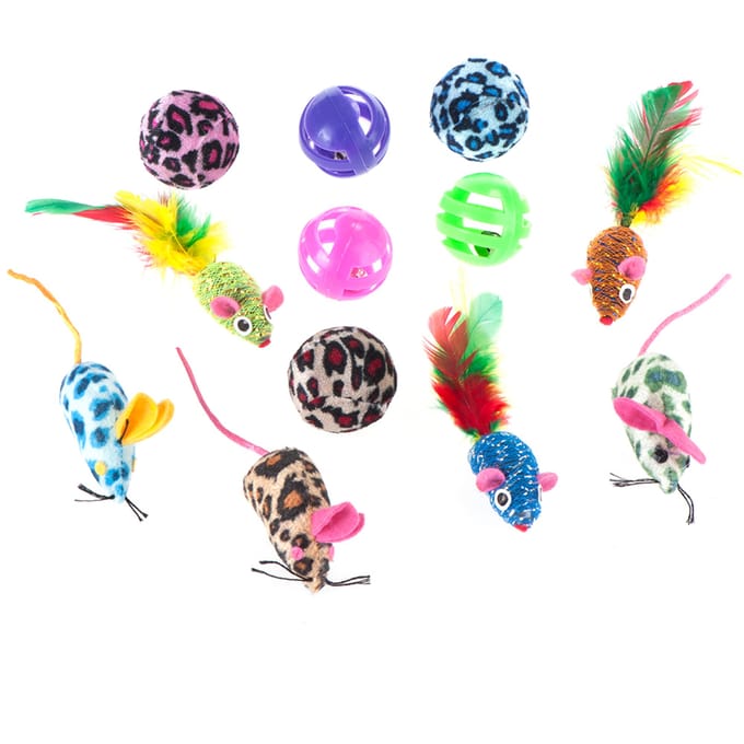 12-delige Set Kattenspeelgoed met Ballen & Muizen
