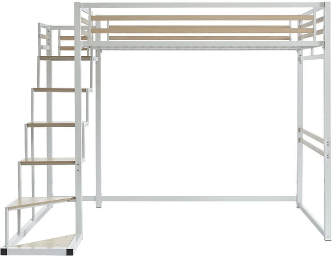 Vente-unique Hoogslaper metaal wit 140 x 200 cm