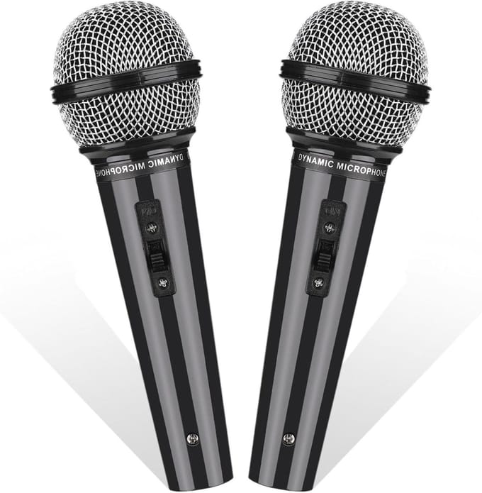 Speelgoedmicrofoon - Nep microfoon - Feest accessoire - Realistisch ontwerp - 2 stuks - Zwart
