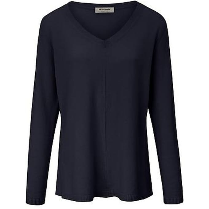 Trui 100% kasjmier V-hals Van Peter Hahn blauw