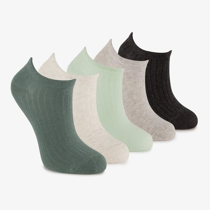 5 paar kinder sneakersokken groen - Maat 23/26