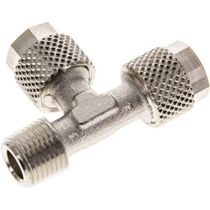 6x4 & R1/8'' Vernikkeld Messing T-Opsteekkoppeling Buitendraad [2 Stuks]