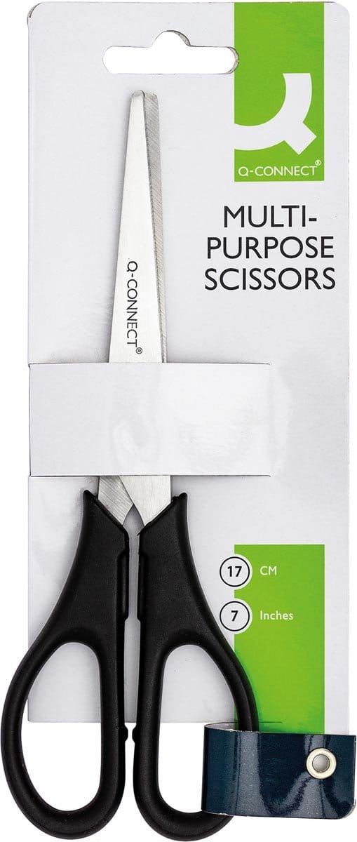 Q-CONNECT schaar, 18 cm, symmetrische ogen, op blister 20 stuks