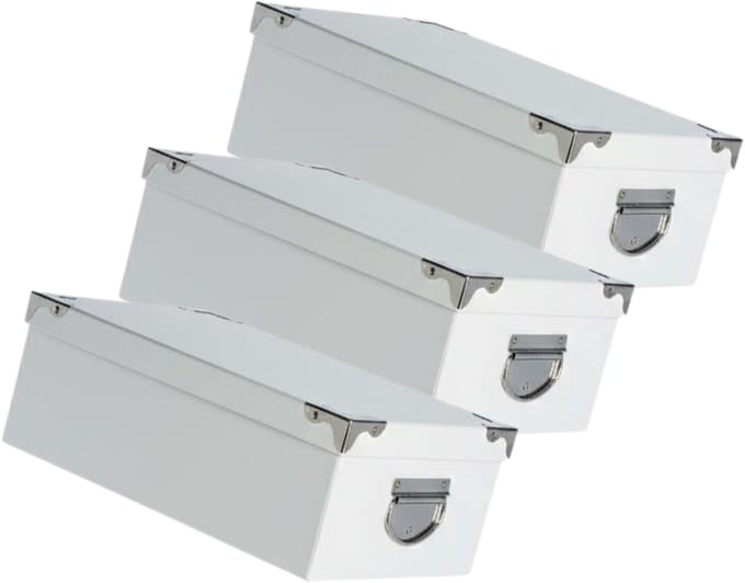 5Five Spullen Opbergdoos box - 3x - wit - 28 x 20 x 11 cm - Karton - Diverse toepassingen - Opslagbox