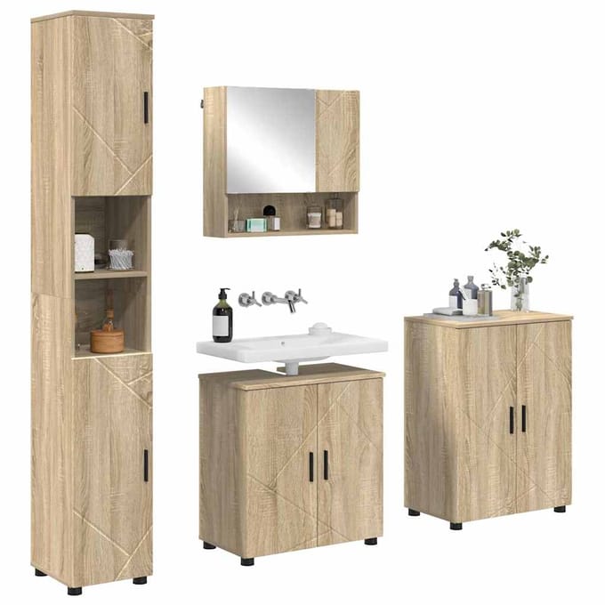 vidaXL - Badkamermeubel - Set - 4 - st - Sonoma - Eik - 61 - x - 35 - x - 64 - cm
