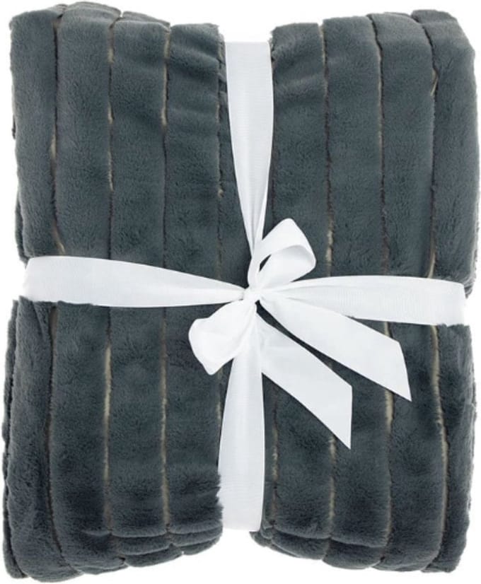 Unique Living Vent du Sud - bedsprei - fake fur bont - rib - dark grey - 260x240cm