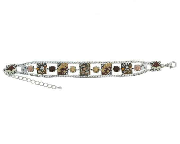 Behave - Armband met mozaïek steentjes - boho chic detail 15,5 cm