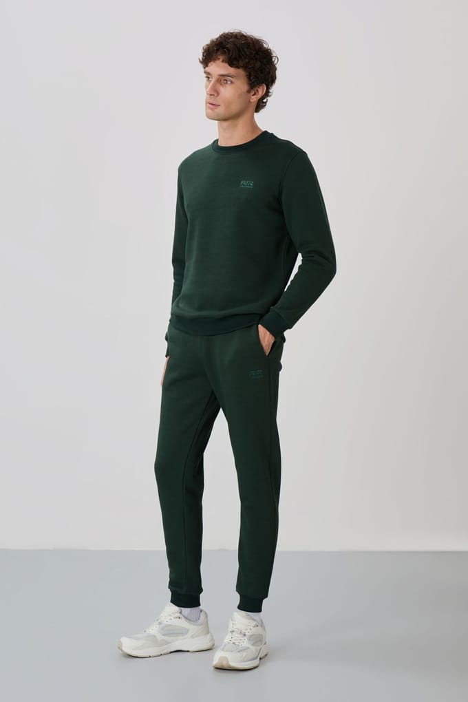 Heren Katoen-Polyester Fleece Sweatshirt en Broek Set