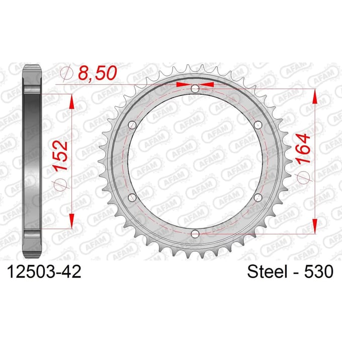 Stalen tandwiel Afam 520 42 dents