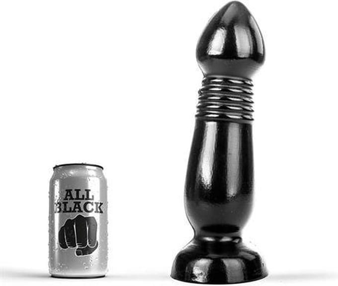 All Black - Grote Anaal Dildo met Ribbels - 27.5 x 7.7 cm - Zwart