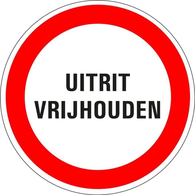 Uitrit vrijhouden bord - kunststof 200 mm