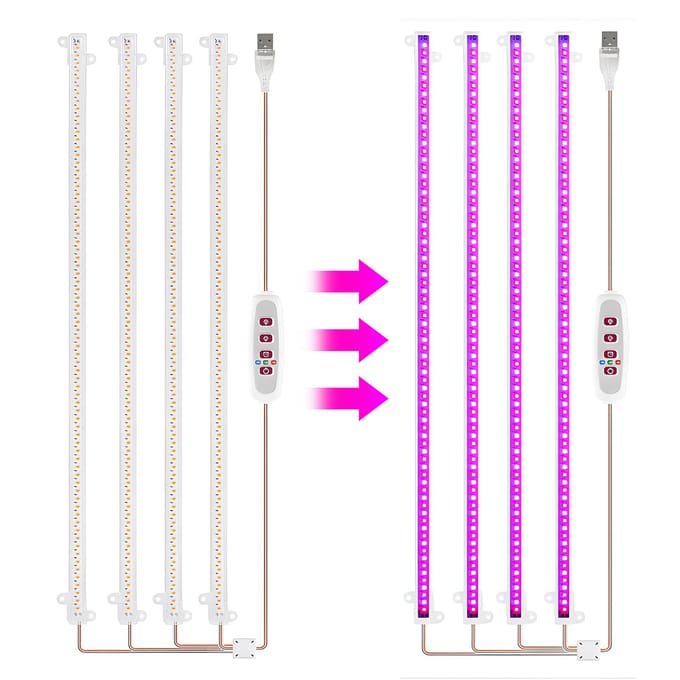 LED-plantengroeilichtstrips 8W 168LED 4000K 169,2lm Heldere kweeklamp met 8H/12H/16H Timer 5 4 Bars Red Blue Light