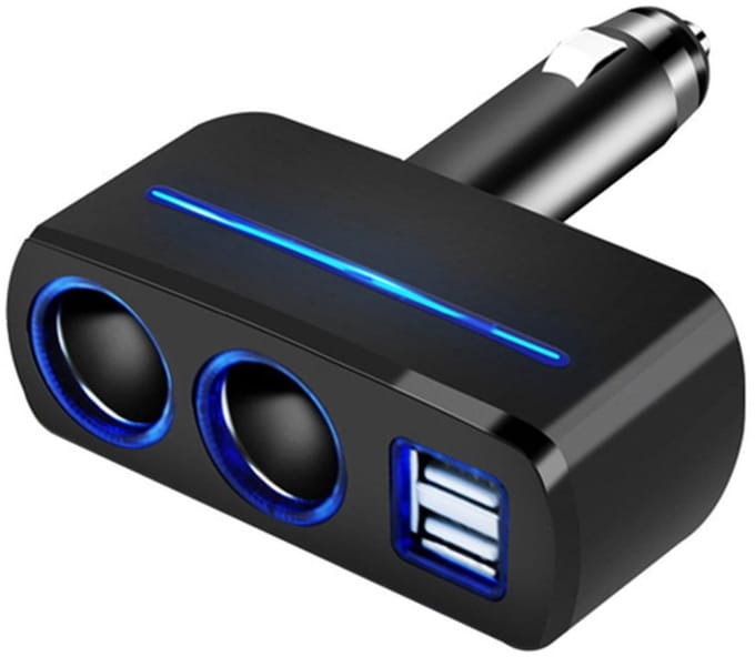 12V auto-sigarettenaanstekeradapter met dubbele USB-splitter en S-type stekker