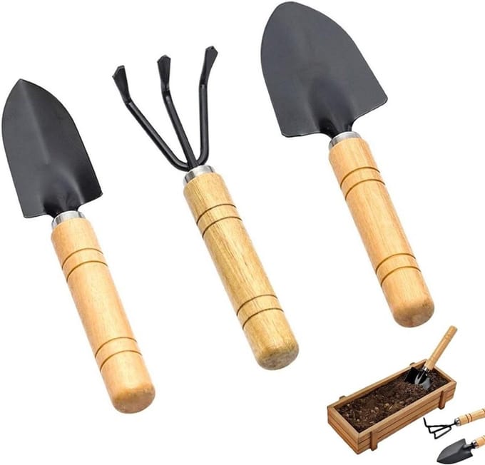 Mini-Tuingereedschapsset - Hout - Compact - Duurzaam en Ergonomisch - Voor Tuinliefhebbers