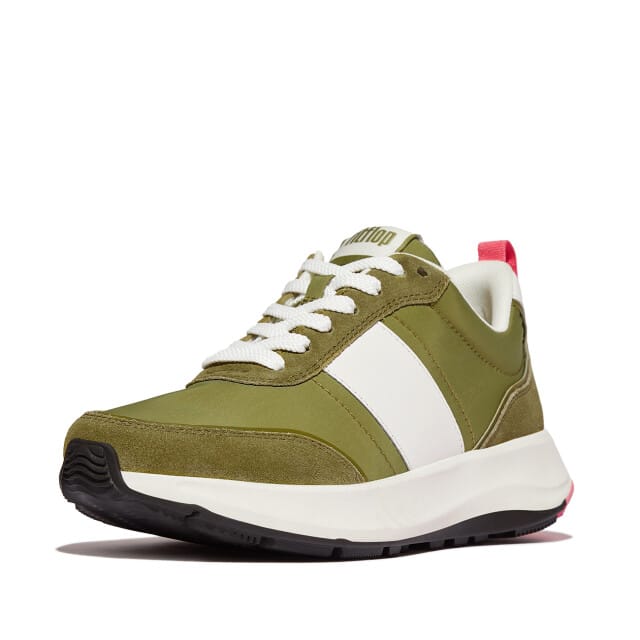 FitFlop F-Mode Flow Sneaker - Nylon & Suede Mix GROEN - Maat 36
