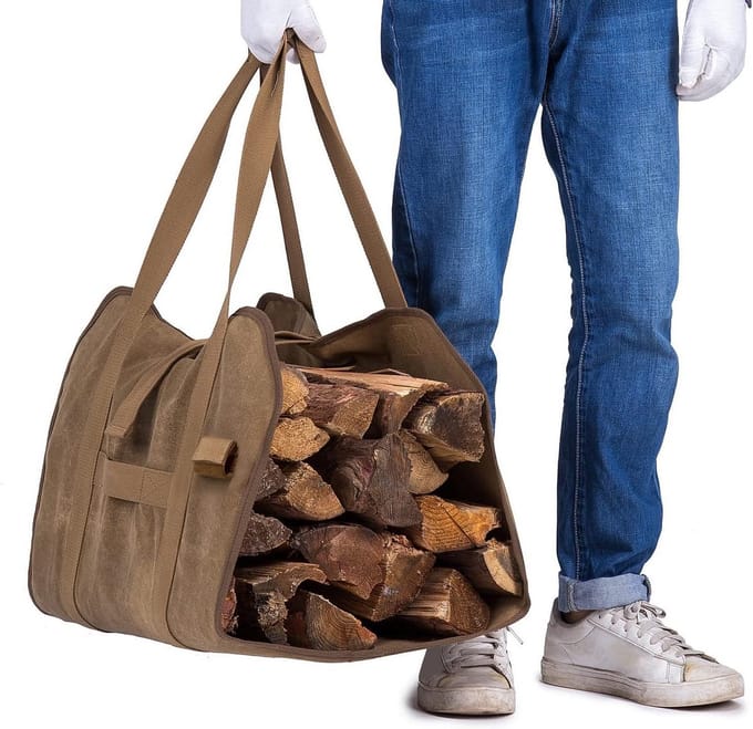 Duurzame Brandhout Tas voor Open Haard - Gewaxt Canvas Houtdrager