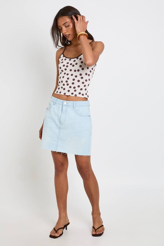 boohoo Dames Tall Denim Mini Rok | Super Pale Wash | Maat: 34