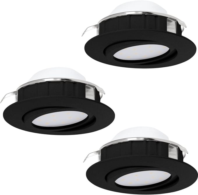 EGLO PINEDA recessed spotlight Ø84 mm 3000K dimmable 3-pack black