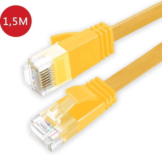 BukkitBow - Cat6 - U/UTP Kabel – Netwerkkabel – Extra Plat – 1.5 Meter – Geel