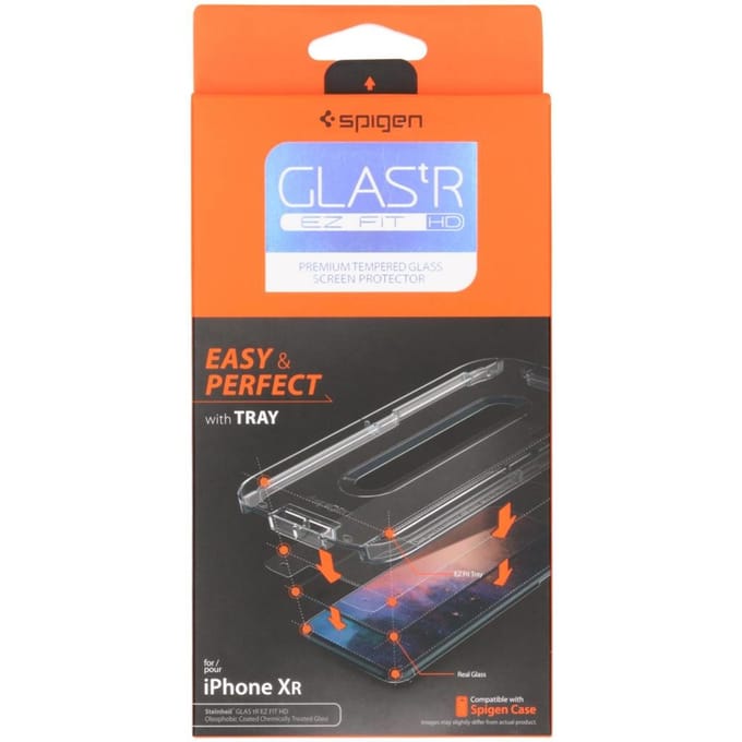 Spigen Glas t.R EZ Fit Apple iPhone XR Screen Protector Tempered Glass