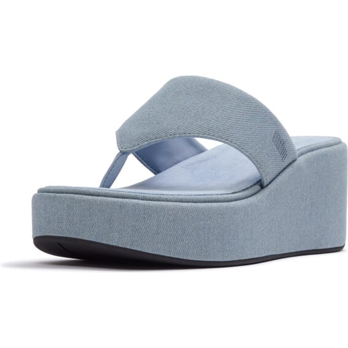 FitFlop Platfforms Denim Wedge Toe-Post Sandals Dames Sandalen - Light Denim