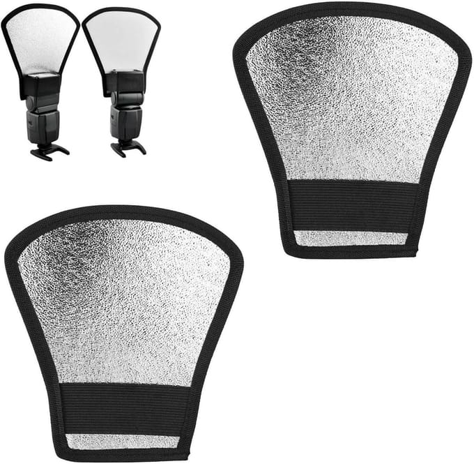2-in-1 Flitsdiffuser Zilver/Wit voor Fotografie - Multifunctioneel en Draagbaar - Set van 2