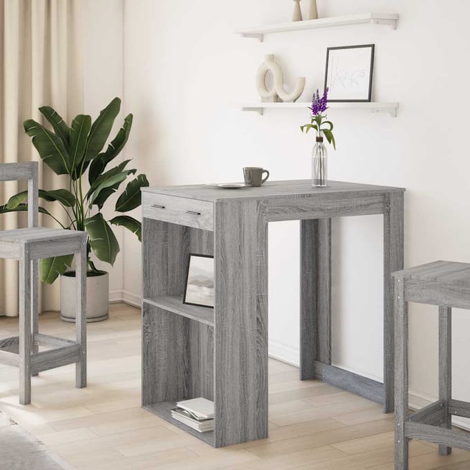 vidaXL - Bartafel - 102x70x103,5 - cm - bewerkt - hout - grijs - sonoma - eikenkleur