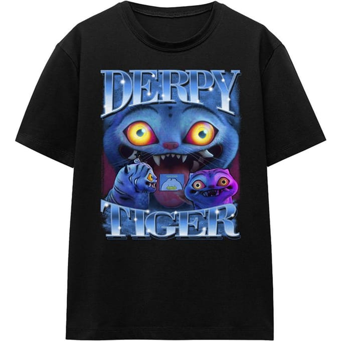 K-Pop Demon Hunters Dames Derpy Tiger T-Shirt (Zwart)
