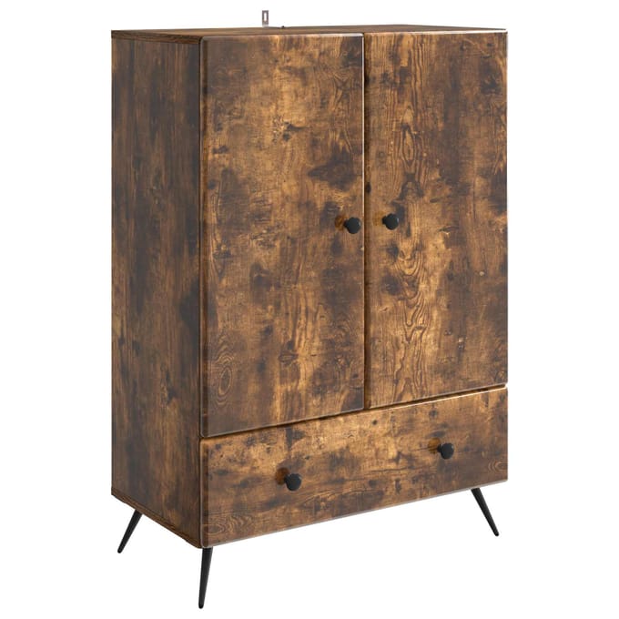 vidaXL - Dressoir - Gerookt - eiken - 66 - x - 34,5 - x - 95 - cm - Bewerkt - hout