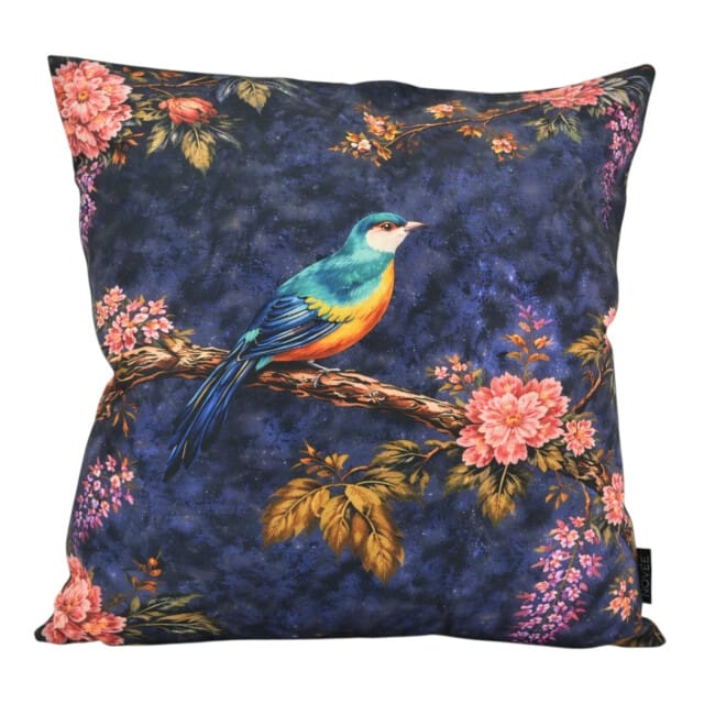 NOVÉE Sierkussen midnight blossom birds #1 | 45x45 cm | katoen/polyester