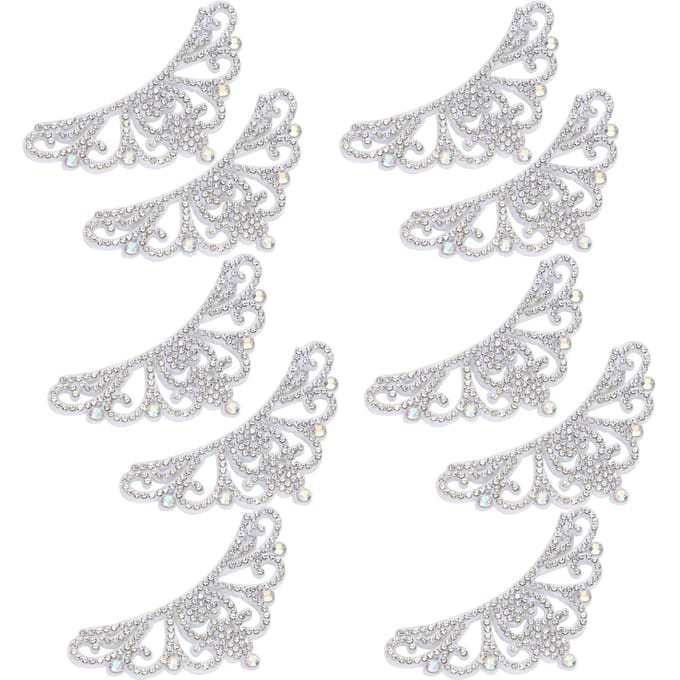 10 STKS Strass Stoffen Appliqué Kroonvormige Patches Kledingaccessoires 10x3.7cm Wit Driehoekig 8.3*4.5cm white