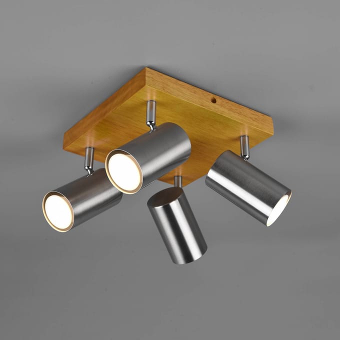 Trio Lighting Marley plafondspot, mat nikkel, 4-lamps