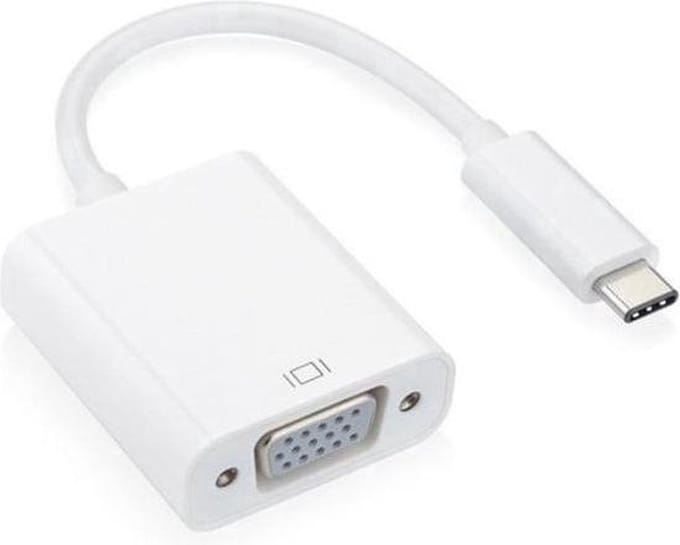 Techvavo® USB-C naar VGA Adapter – Full HD 1080P – USB Type-C – Male naar Female – VGA Converter – 0,2 Meter – Wit
