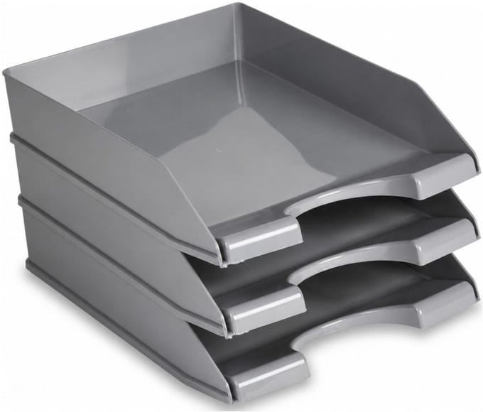 Plasticforte Brievenbakjes - 3x - A4 - lichtgrijs - kantoor postbakjes