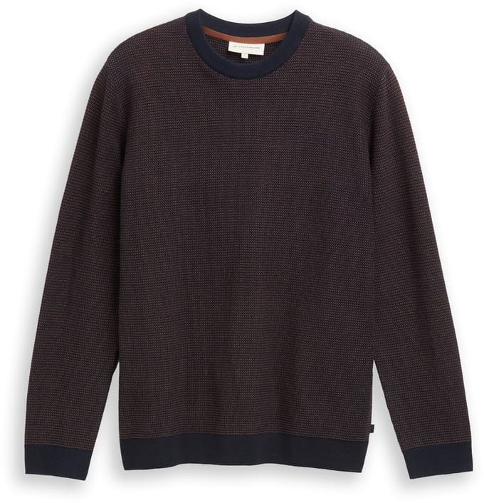 Tom Tailor - Gebreide trui van katoen - Maat M - navy mid brown dot stripe
