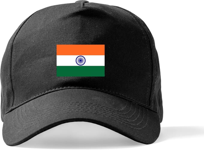 Zwarte Pet Beechfield met Wereldvlaggen, land India klittenbandsluiting