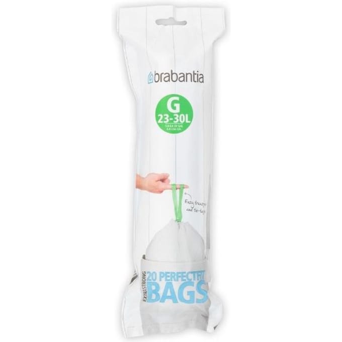 brabantia Size G - trash can liner - 30 L - high-density polyethylene (HDPE) - Wit - pack of 12 x 20