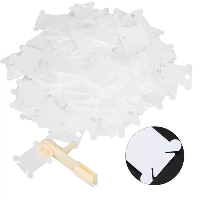 Lot de 200 enrouleurs de fil en plastique pour point de croix, accessoires de couture DIY white
