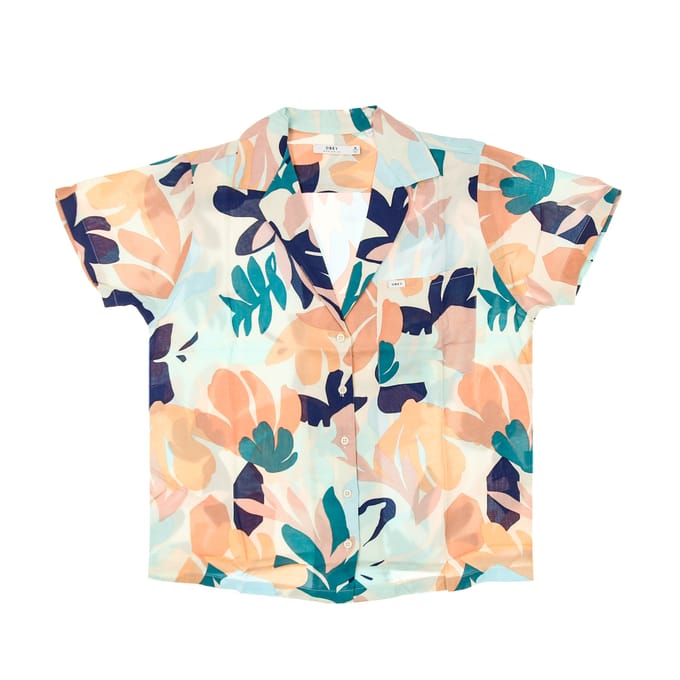 Damesshirt met korte mouwen Decoupage-shirt Pecannoot Multi
